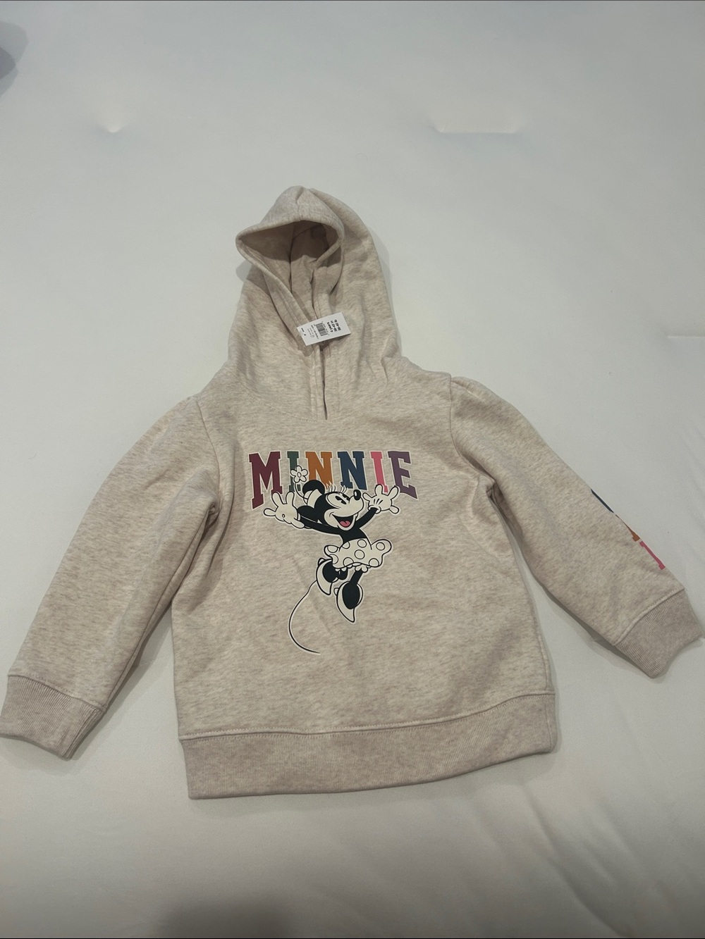 Disney Cream Hooded Sweatshirt with Colorful Minnie Graphic
